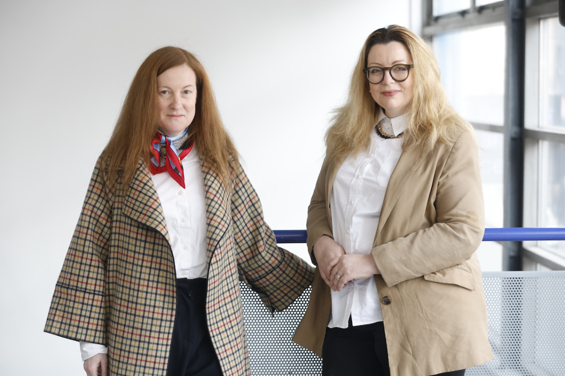 Niamh McCann (Artist) and Belinda Quirke (Director, Solstice Arts Centre) at ART: 2023 Programme Launch, Project Arts Centre. © Julien Behal 